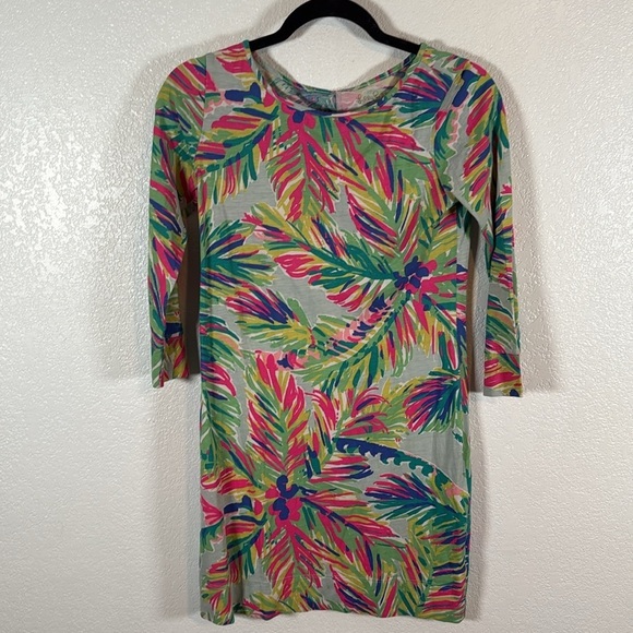 Lilly Pulitzer Marlowe Sheath Mini Dress Pima Cotton Palm Trees Size XS - Picture 2 of 7